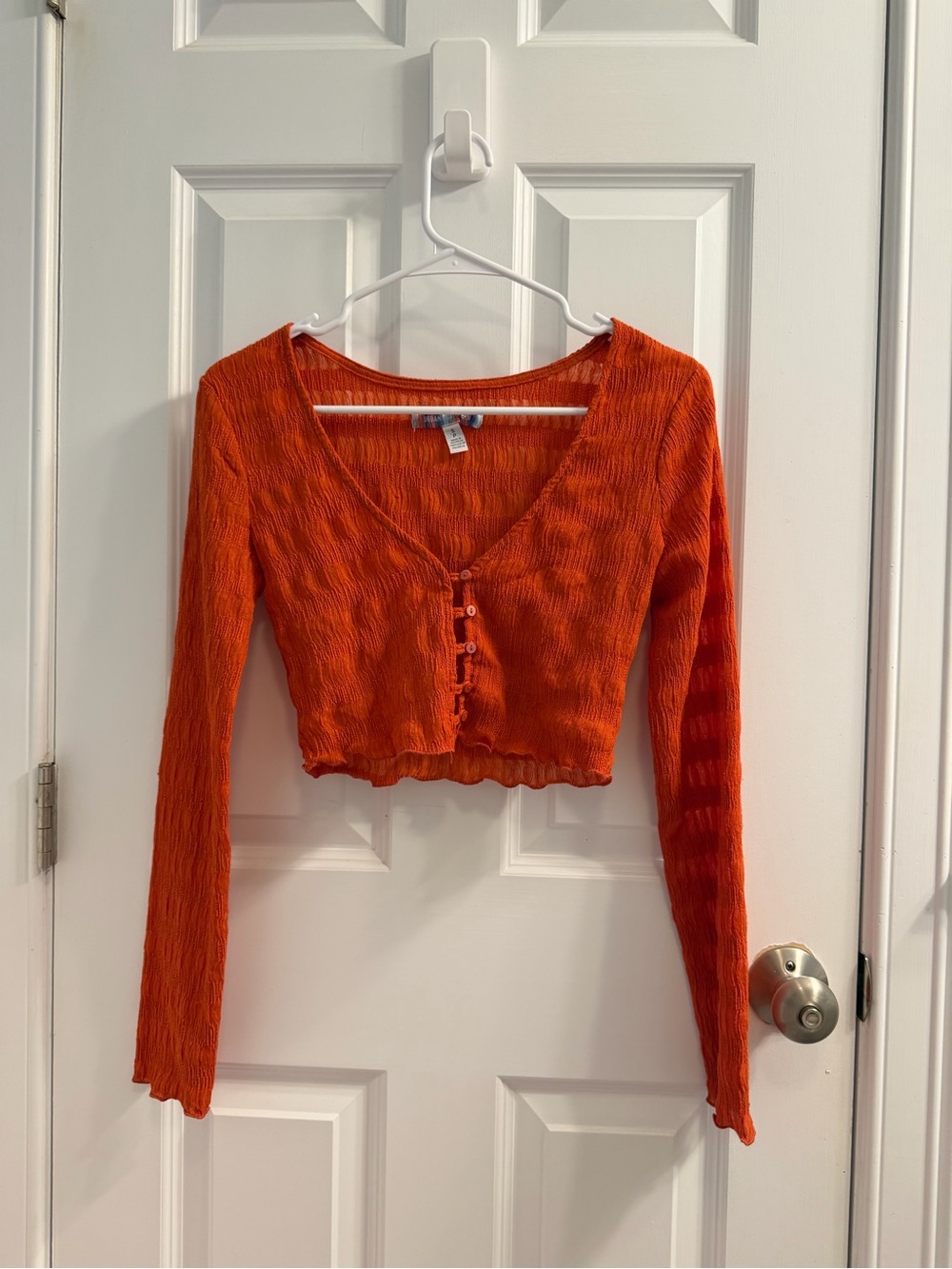 Urban Outfitters Orange Cropped Button-Up Ribbed top